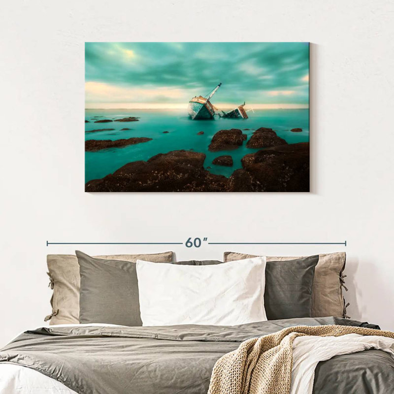 Mehar Rocky Seas Shipwreck, 30" H x 45" W