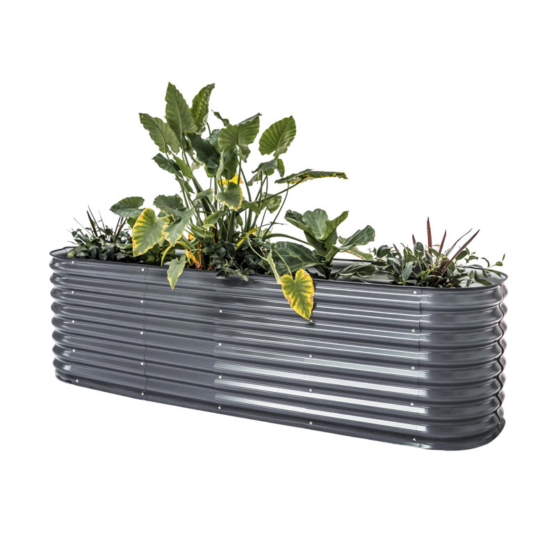 26" Tall 9 In 1 Modular Metal Outdoor Raised Garden Bed, Modern Gray