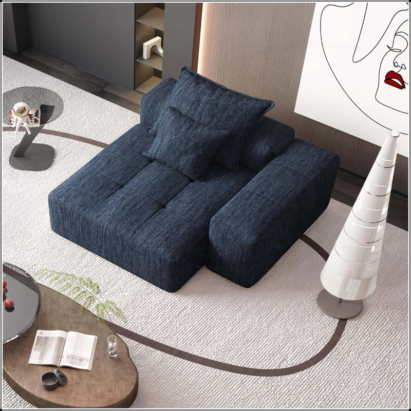 Canapé modulaire surdimensionné surdimensionné, canapé moelleux en tissu de chenille étincelant avec 2 coussins, canapé capitonné bricolage, aucun assemblage requis