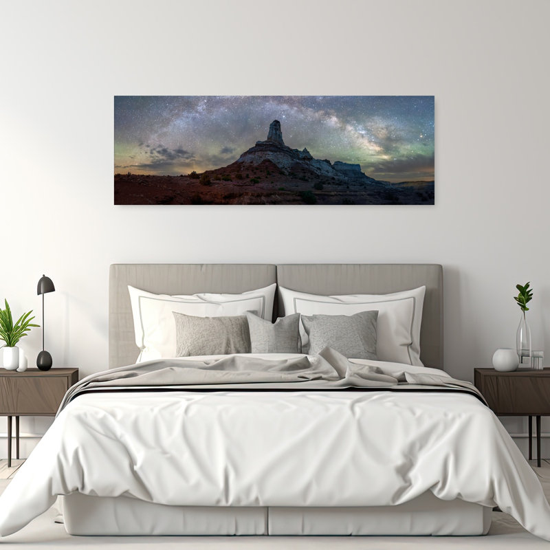 «Milky Way Desert Spire Serene Abstract Contemporary Landscape Nature», art mural, H 20 po x l 60 po