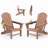 Set of 2 Adjustable Adirondack Chairs, 3-Level Wooden Textured HDPE Folding Chairs with Cup Holders for Outdoor Use at Beach, Patio, Garden, Backyard, and Campfire, Brown-1143157431