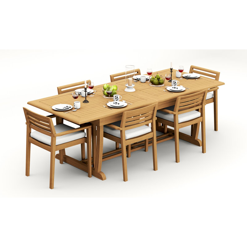 Teak Wood Patio Dining Set with, 6