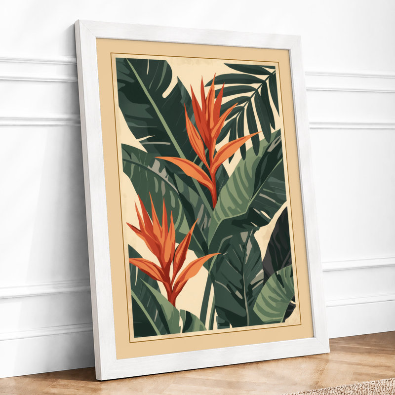 Birds of Paradise Botanical - Framed Print, A3 - 42.0 x 29.7 cm, White
