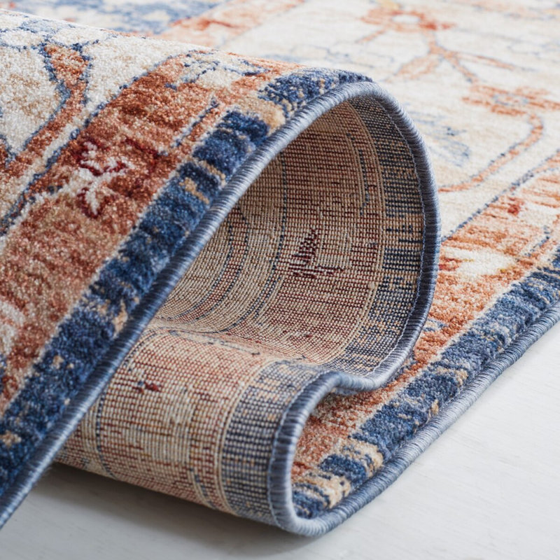 Tapis bleu marine / beige tissé à la machine Ralph Lauren Helena, Tapis de couloir 2 pi 2 po x 10 pi