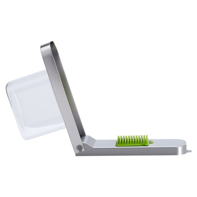 Vegetable Chopper, 12.6 x 6.5 x 7.88 in, Stainless Steel & Plastic, 1 Piece, Manual, Silver, with 3 Blades & 1200mL Container