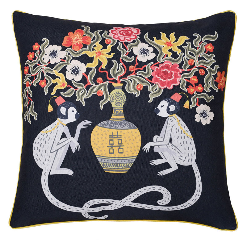 Double-Sided Hot Pink and Orange Velvet Trim Pillow