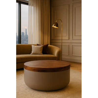Table d'appoint en bois avec base en fer