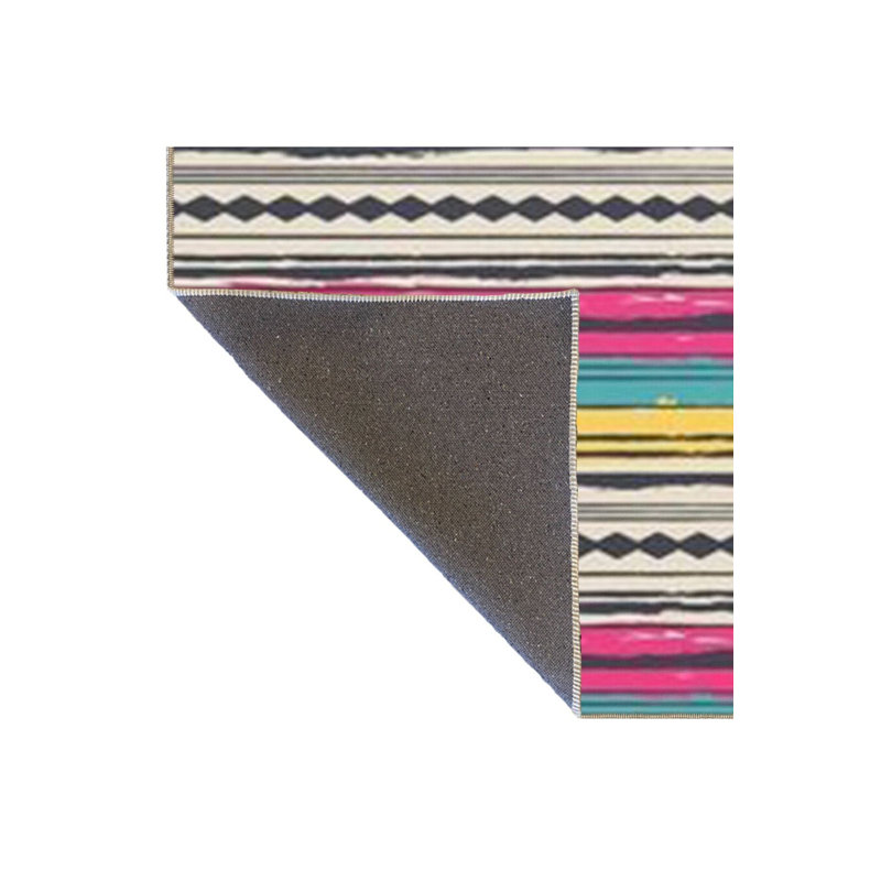Tapis décoratif lavable à la machine multicolore, Carré 3 pi 3 po
