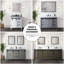 Ensemble de meuble-lavabo double blanc l 80 po x P 22 po, comptoir en quartz gris et robinet