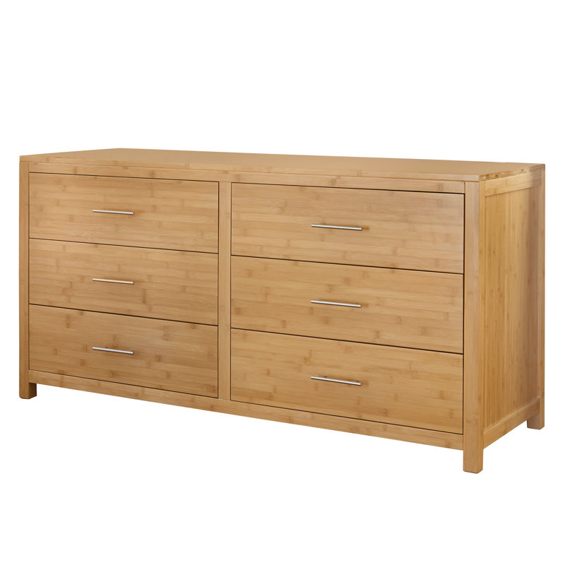 Hugoton Solid Bamboo 6-Drawer Double Dresser (59.8" W), Natural Bamboo