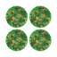 Fallen Leaves Green Vegan Leather Round Coasters-1648346340