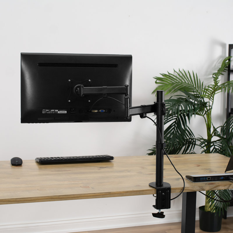 Black Adjustable Single Monitor Desk Mount with Extendable Arm