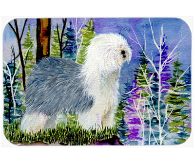 Winston Porter Old English Sheepdog Glass Cutting Board
