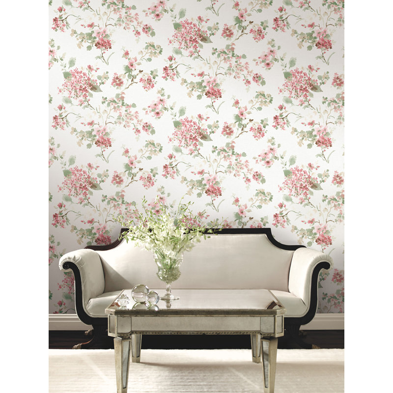 Papier peint floral Veiled Garden, Rose
