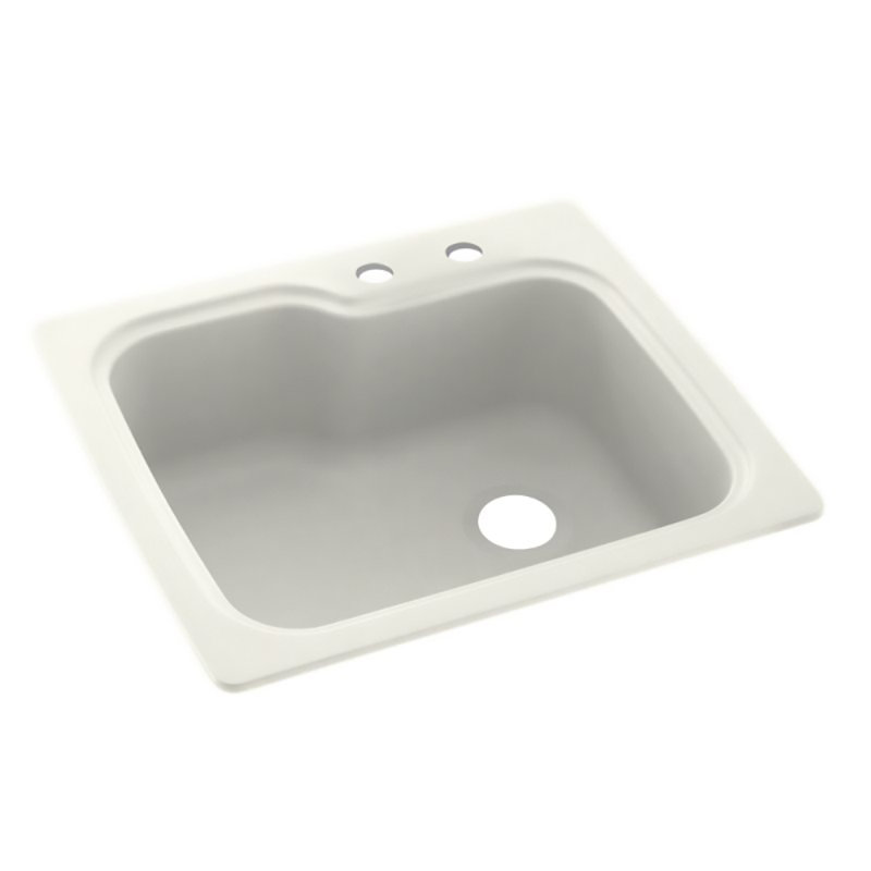 25'' L Mounting / Installation Required Single Bowl Solid Surface Kitchen Sink, 2 Hole 2C, Bisque