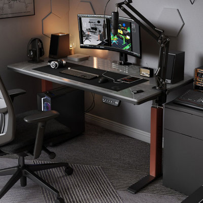 Gray Rectangular Sintered Stone Standing desk