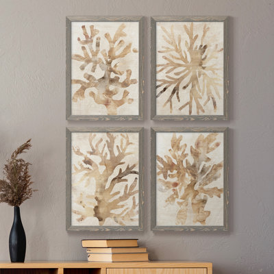" Parchment Coral I " 4 - Pieces