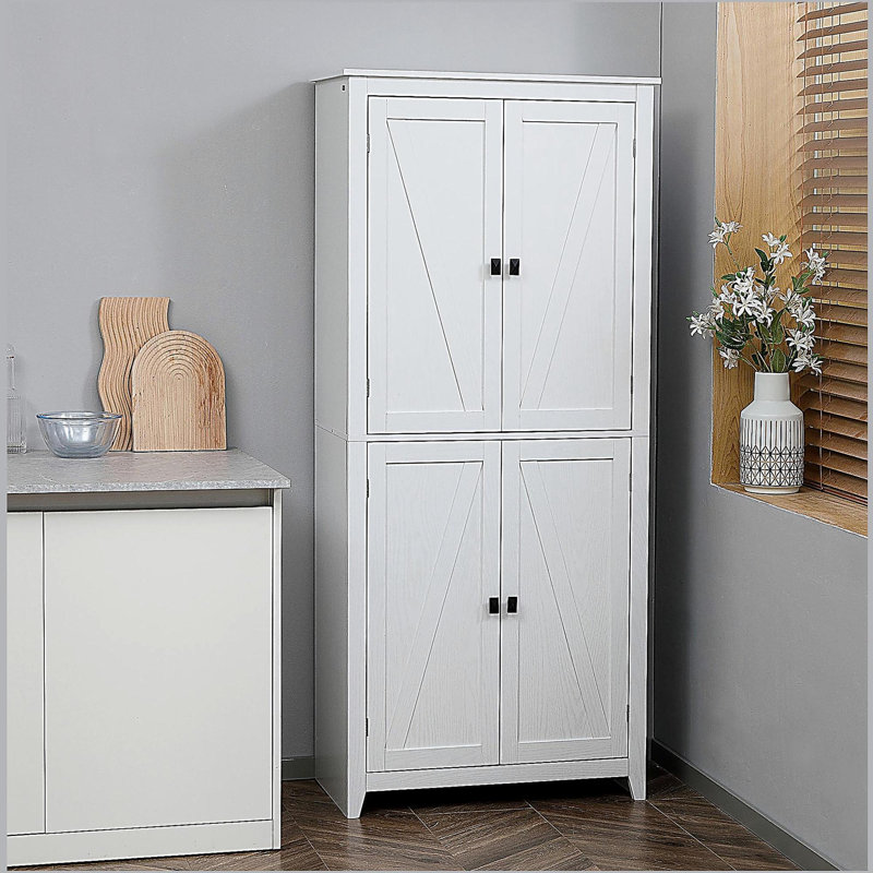 Organisateur de rangement pour garde-manger avec 4 portes et tablettes réglables