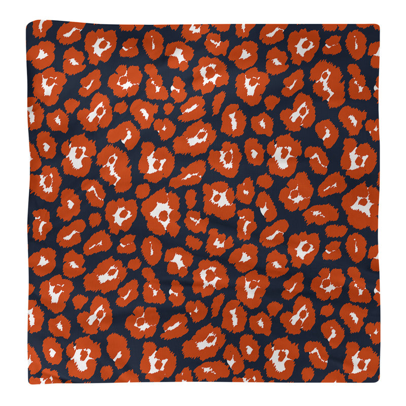 Cotton Animal Print Square Napkin, 10" x 10", Dark Navy/White/Orange