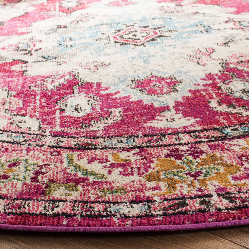 Almyra Oriental Area Rug, Round 8', Pink/Multi
