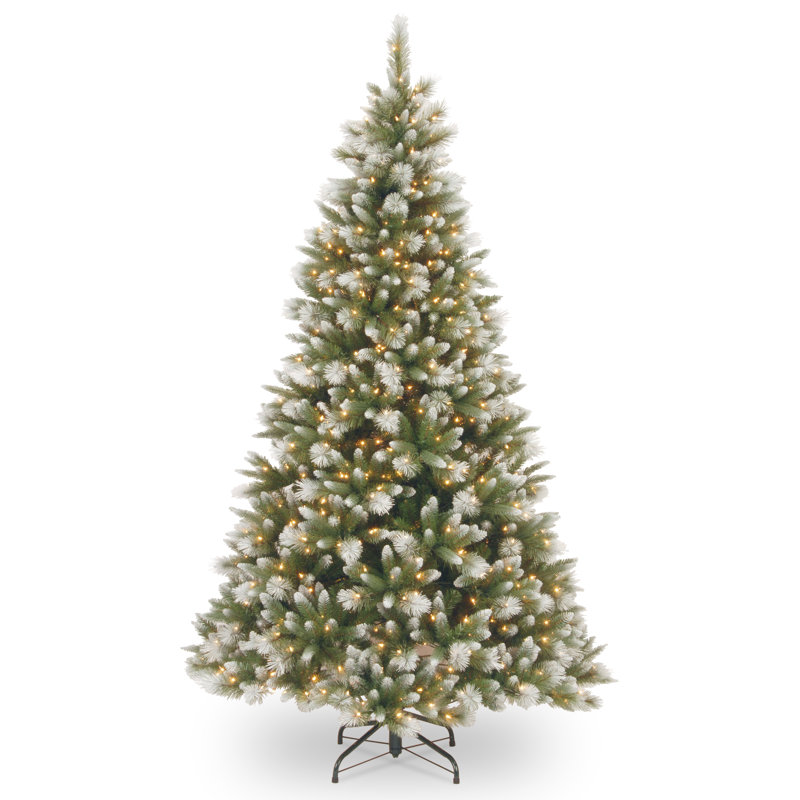 The Holiday Aisle® 7.5 ft. Frosted Alaskan Pine Tree with Clear Lights