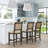 Wood Cane Back Counter Height Stools With Upholstered Seat-1329538113