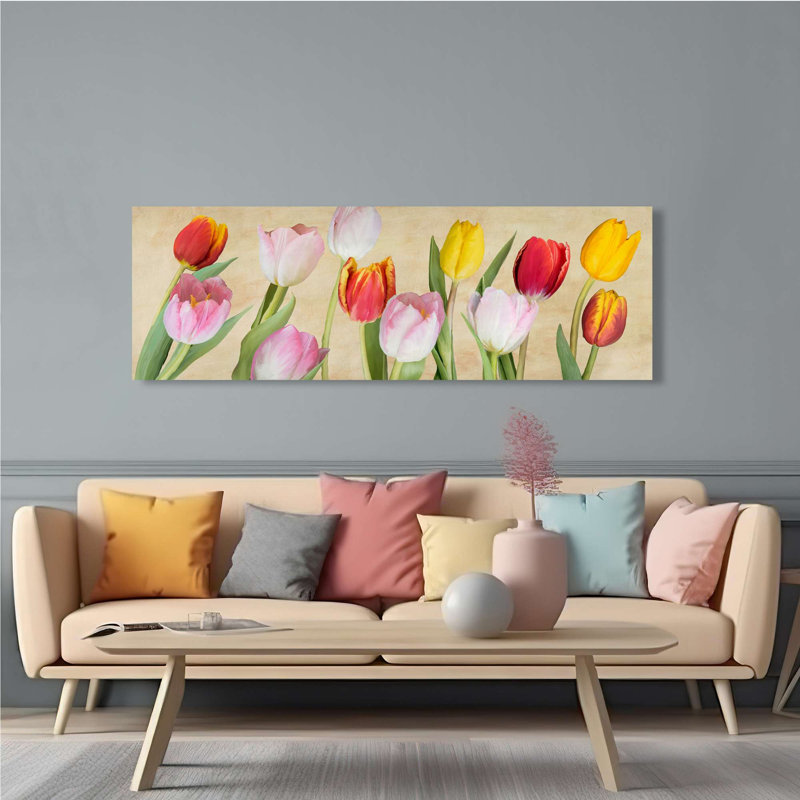 Tulips - Wrapped Canvas Panoramic Print, 40cm H x 120cm W x 4cm D