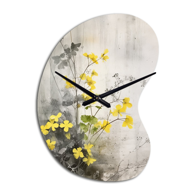 Horloge murale jaune jaune et grise, Petit