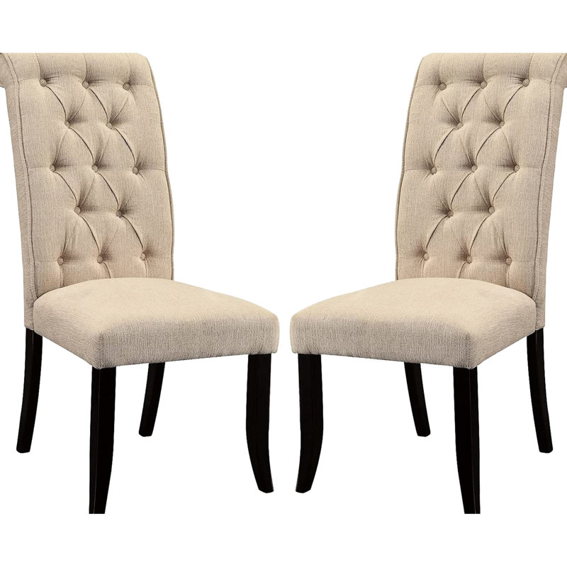 Fabrication de chaises de style contemporain et rustique avec 2 sièges en tissu beige et structure en bois massif de style moderne