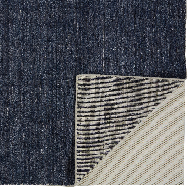 Tapis bleu nuit en coton / laine Daouda, Rectangle de 5 pi x 8 pi