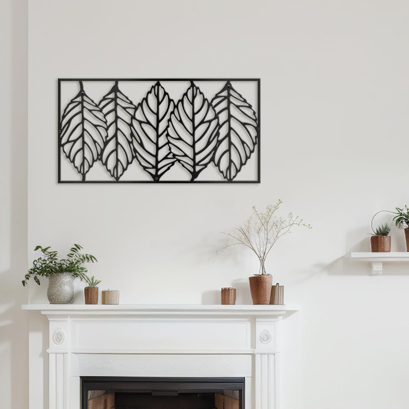 Wall Decor Metal, 15" H x 30" W x 0.05" D, Black