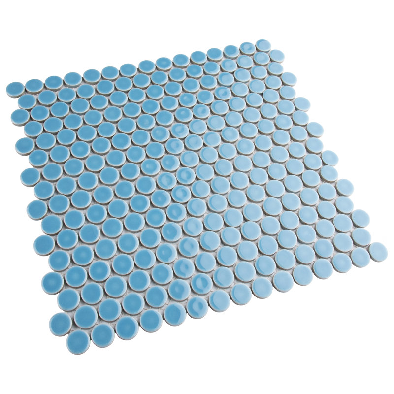 Hudson Penny Round .80" x .80" Porcelain Penny Round Mosaic Wall & Floor Tile, Light Blue