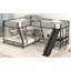 Lit superposé en L avec lit mezzanine, bureau intégré et glissade