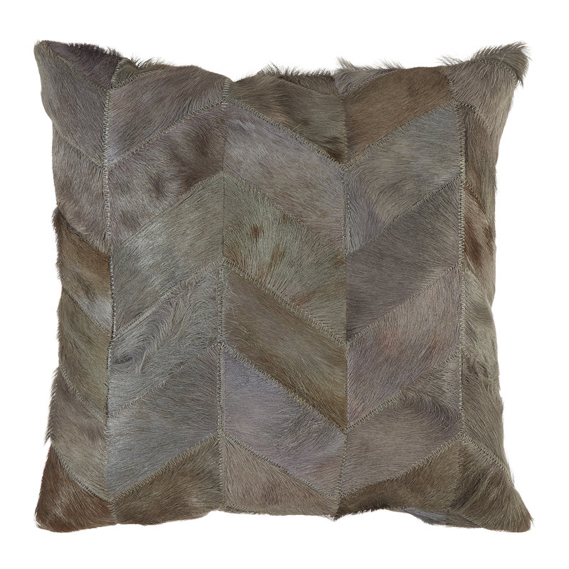 Giulio Chevron Square Pillow Cover, Light Grey