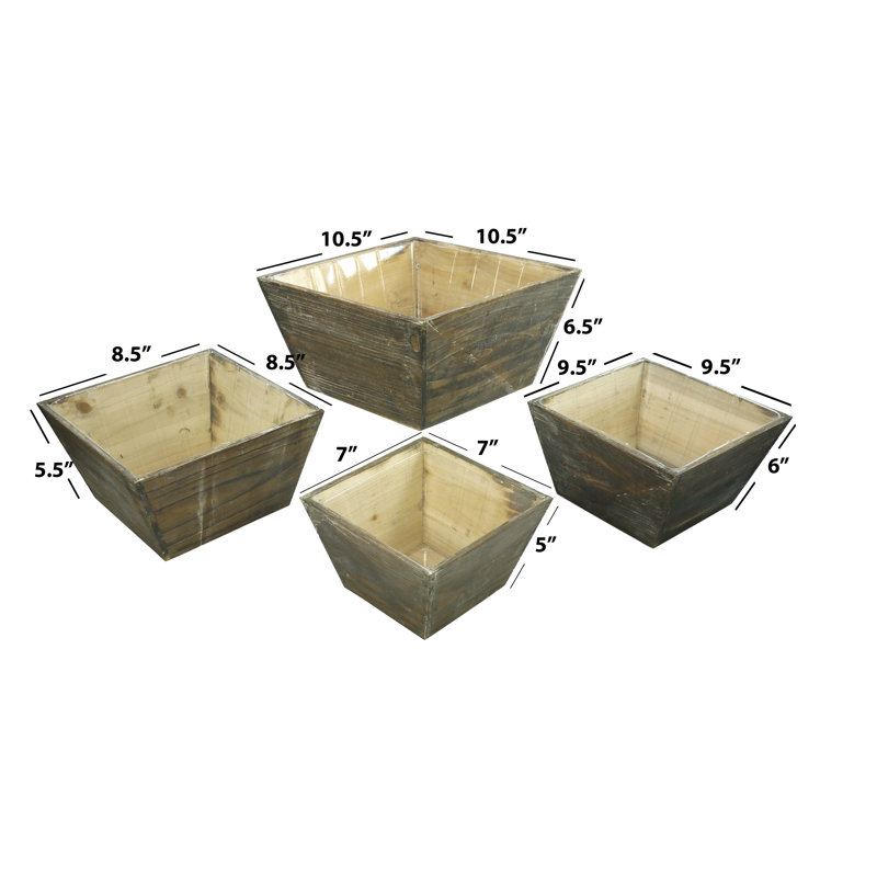 Kaius Handmade Wood Pot Planter, Beige
