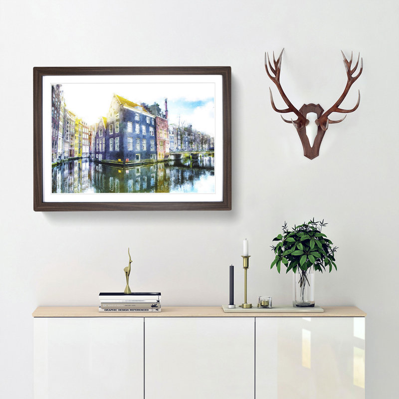 Reflections of Amsterdam - Framed Print, 33cm H x 45cm W x 2cm D, Walnut Framed