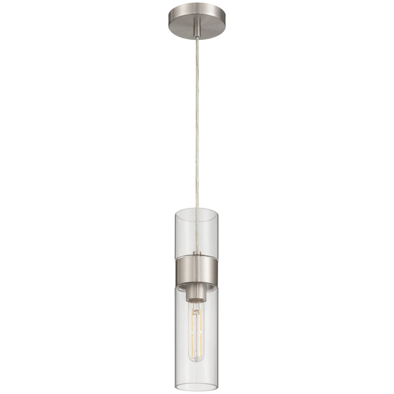 Nash 1 Light LED Pendant - Brushed Steel Finish, Brushed Steel