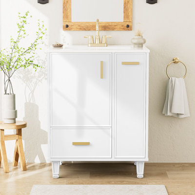 24"Freestanding Bathroom Vanity with Ceramic Sink