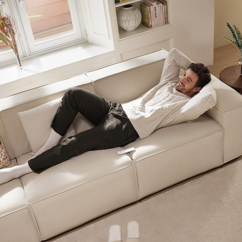 Canapé modulaire surdimensionné en tissu Barrett, H 30,2 po x l 83,86 po x P 65,35 po, Beige, 3