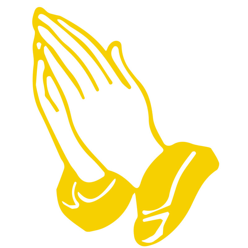 Décalcomanie murale prayer mains, H 36 po x l 28 po x P 0,01 po, Jaune clair