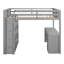 Full Size Loft Bed With Ladder, Shelves, And Desk, Gray-358965144-358965143