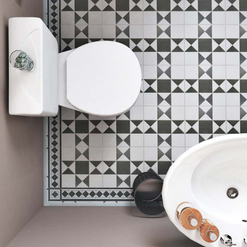 Vanity 13" x 4.25" Porcelain Listello Tile Trim in Black/White