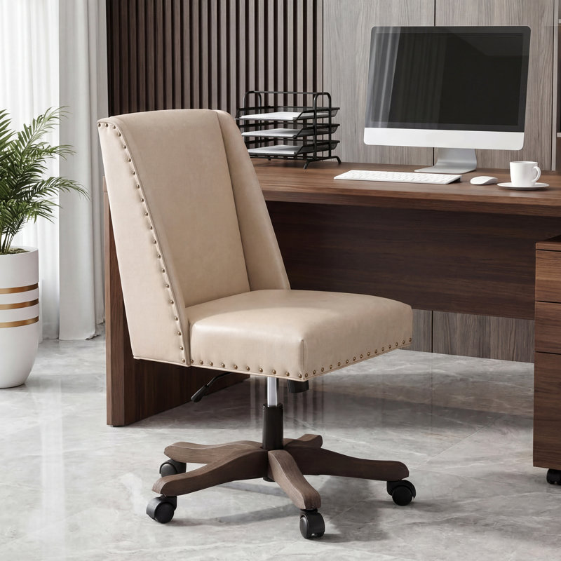 Task Chair, Soft Beige Faux Leather