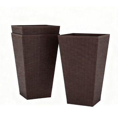 Outdoor Flower Plant Pots,Set Of 3 Tall Planters With Drainage Hole,For Outdoor And Indoor Planters