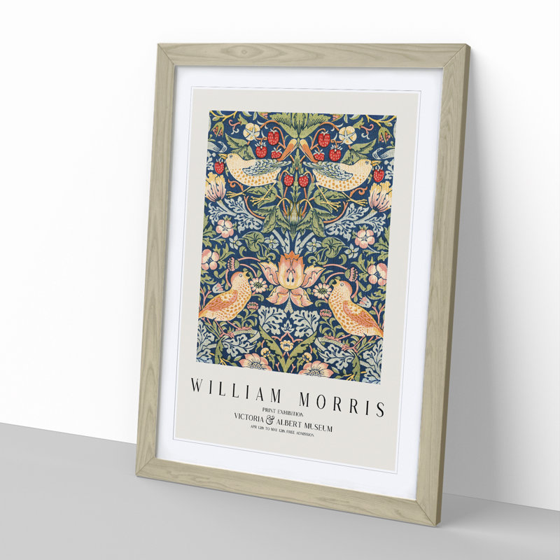 Strawberry Thief Vol.1 by William Morris - Single Picture Frame Print, Oak Framed, 65cm H x 48cm W x 2cm D