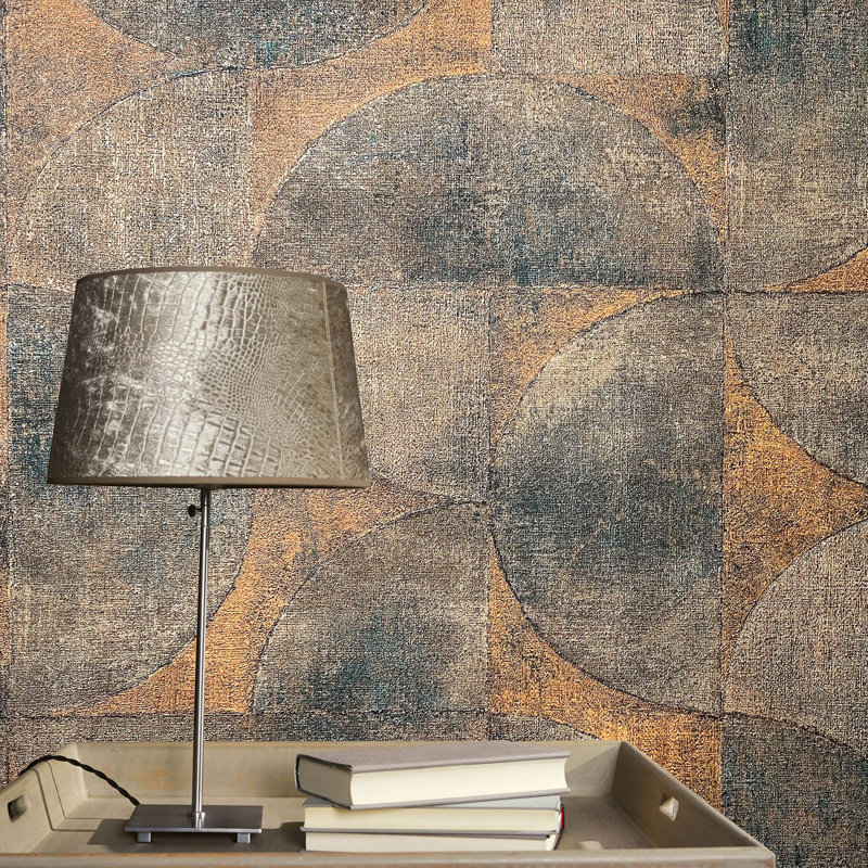 Lisbon 10.05cm x 53cm Textured Matte Wallpaper Roll, Brown/Blue