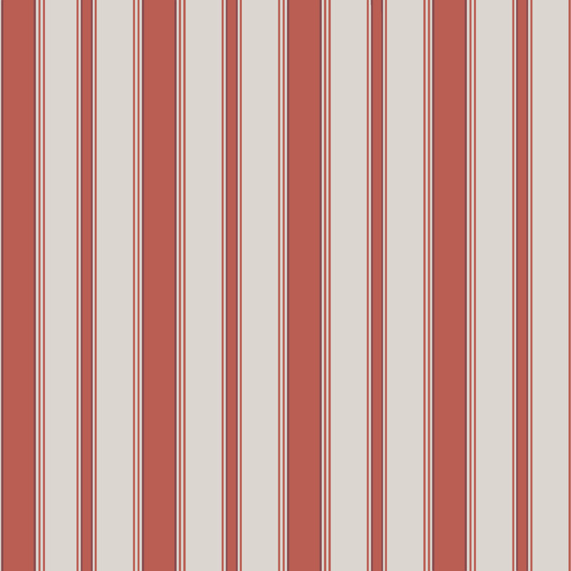 Cambridge Striped Wallpaper Roll, Red/Sand