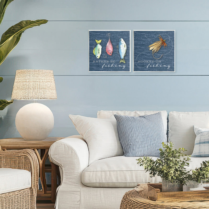 Ensemble de 2 plaques murales Gone Fishing Sayings, design par Holly Thomas Stein