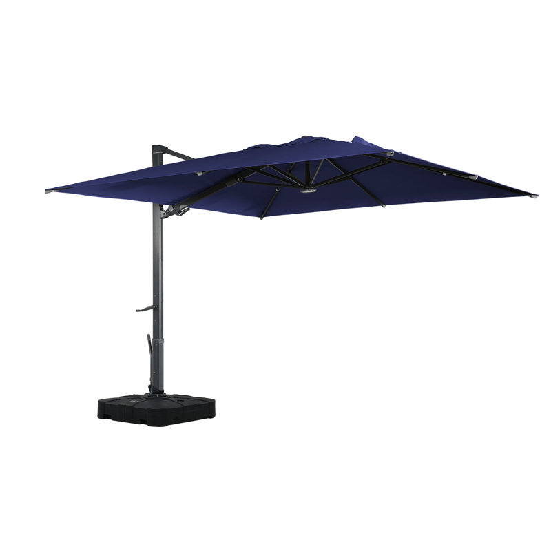 Naithan Lighted Cantilever Umbrella Included Base with Wheels, Marine, 10ft x 13ft