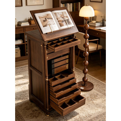 Armoire à bijoux rétro en noyer noir